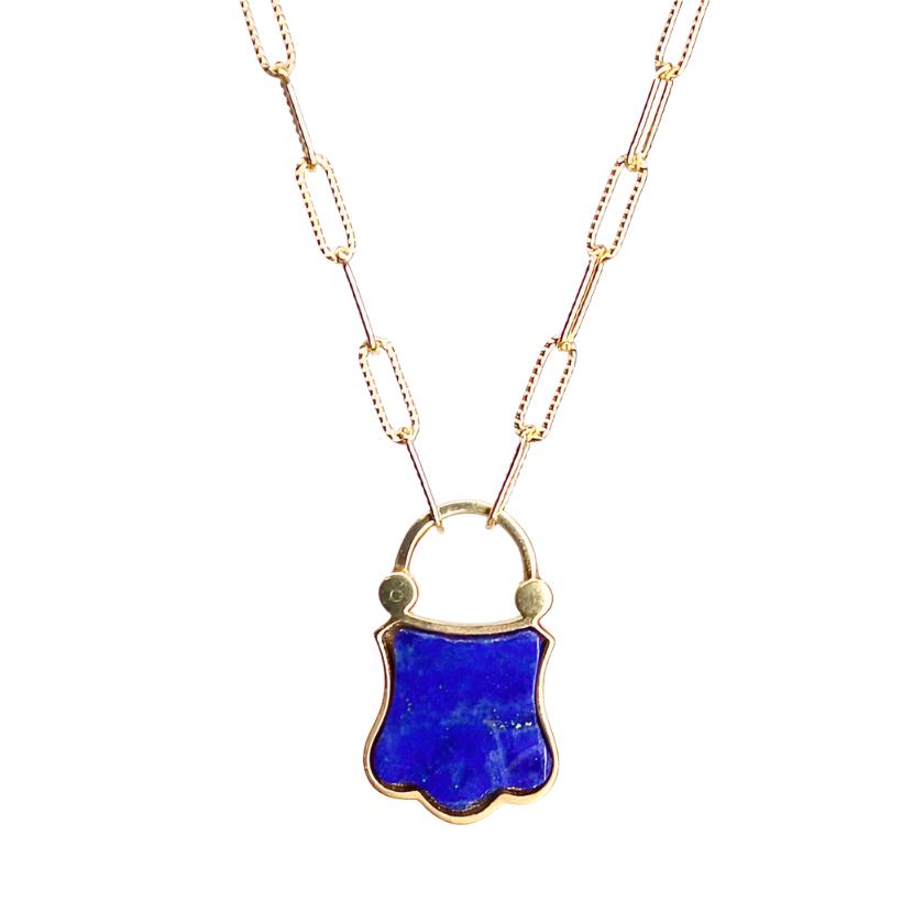 Lapis Amor Fati  padlock Necklace