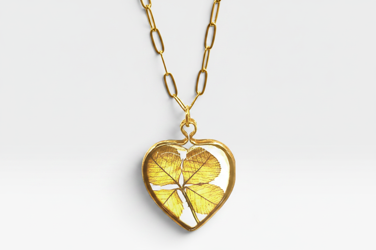 Four Leaf Clover Heart Necklace