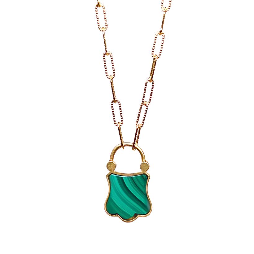 Malachite Padlock Necklace
