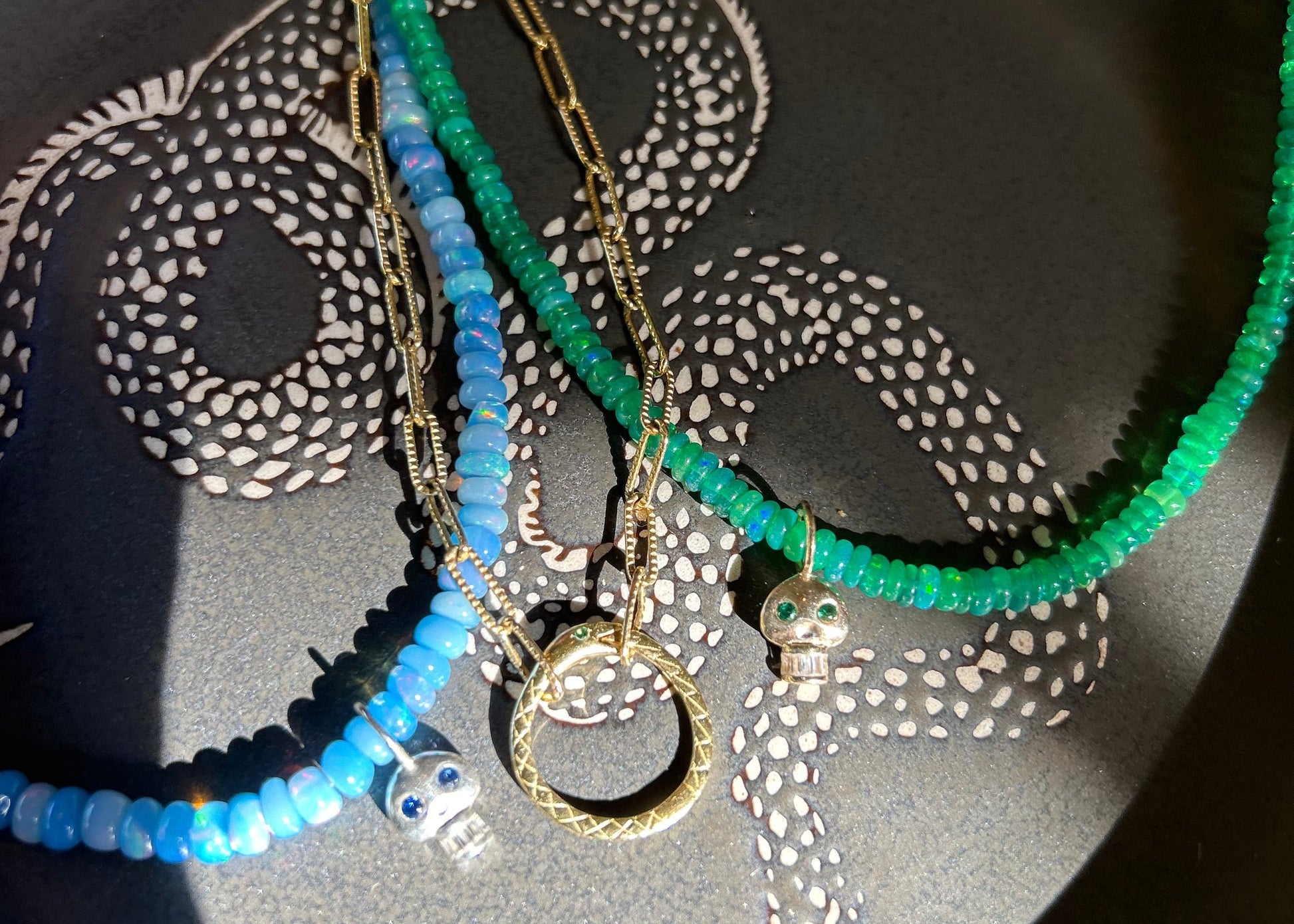 opal skull necklaces
