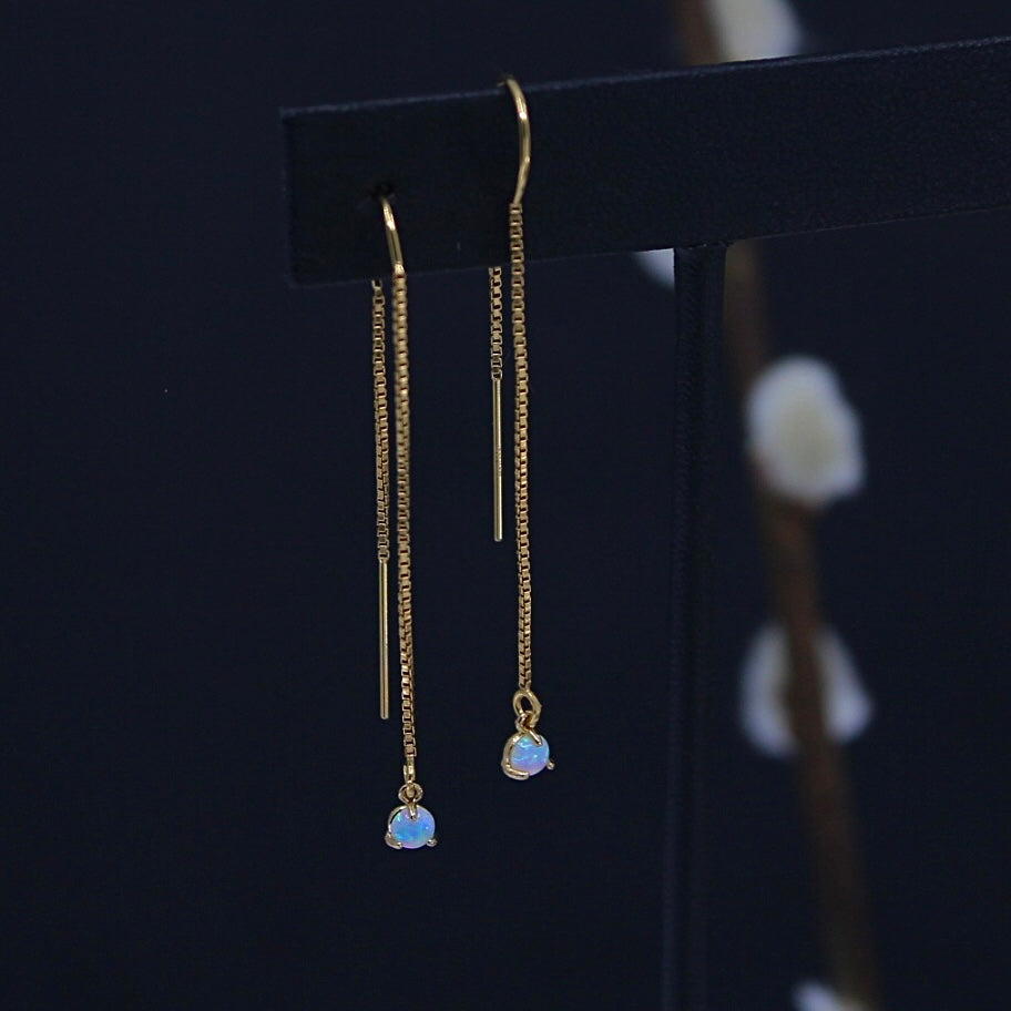 Round Opal Thread Earrings