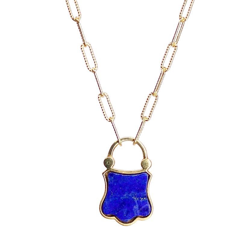 Lapis Amor Fati  padlock Necklace 