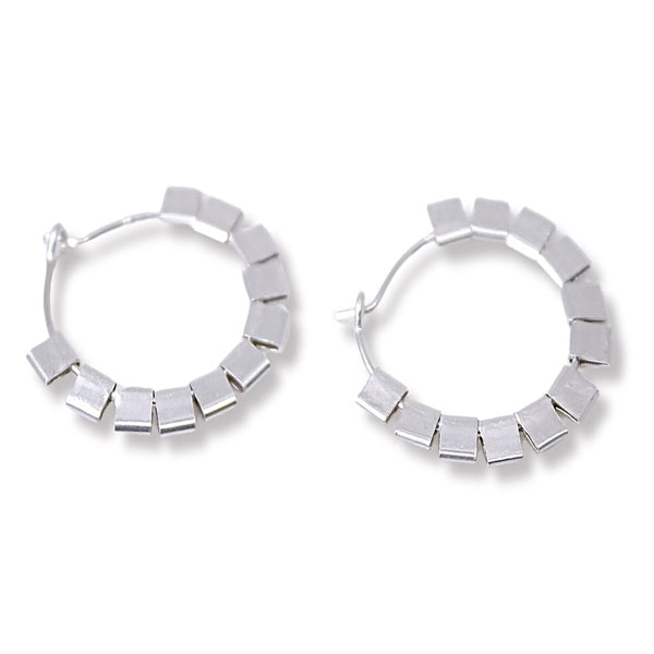 Large Silver Cubist  Hoops