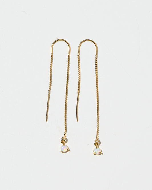 Round Opal Thread Earrings