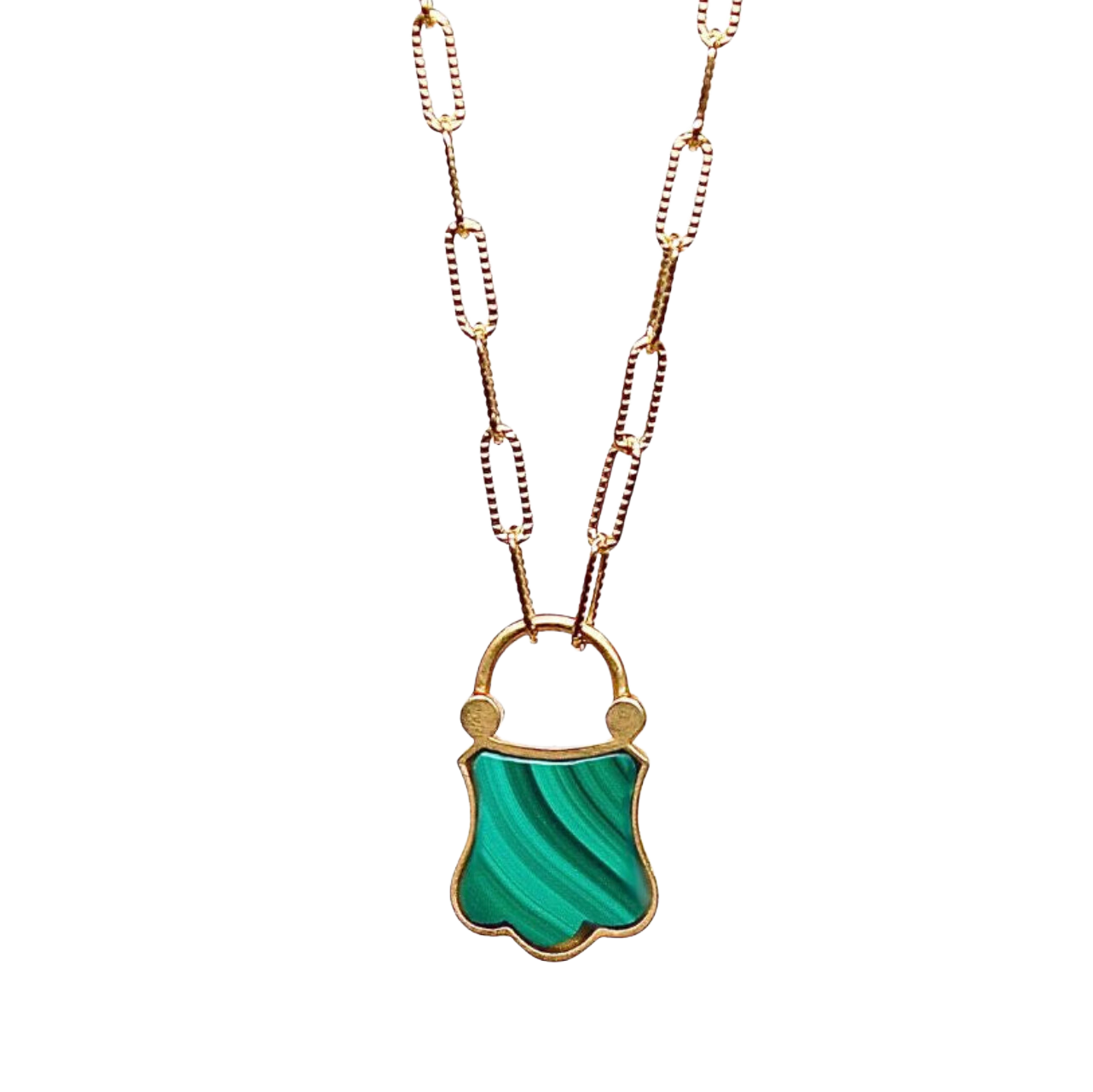 Malachite Padlock Necklace