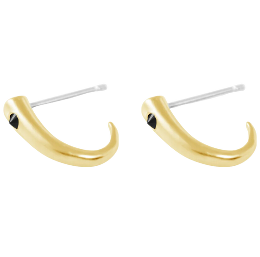 Gold Onyx Tusk Hoops