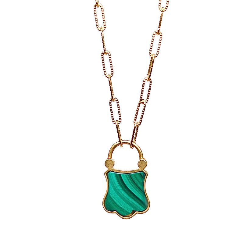 Malachite Padlock Necklace 