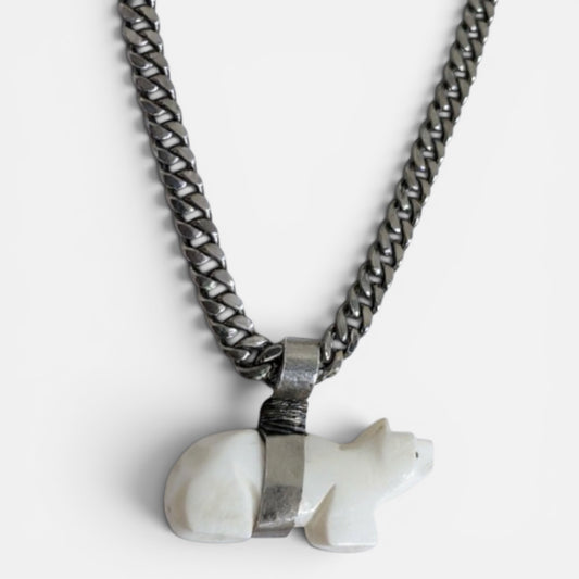 Agate Bear Necklace