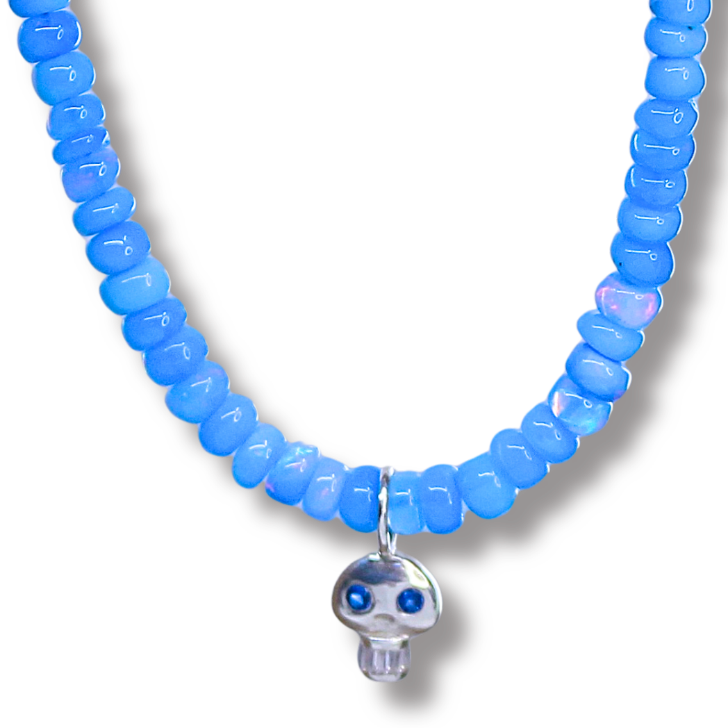 Blue Opal Skull Necklace