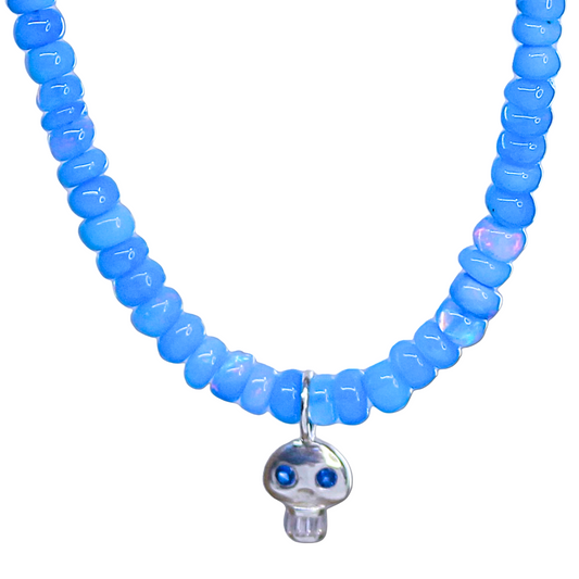 Blue Opal Skull Necklace
