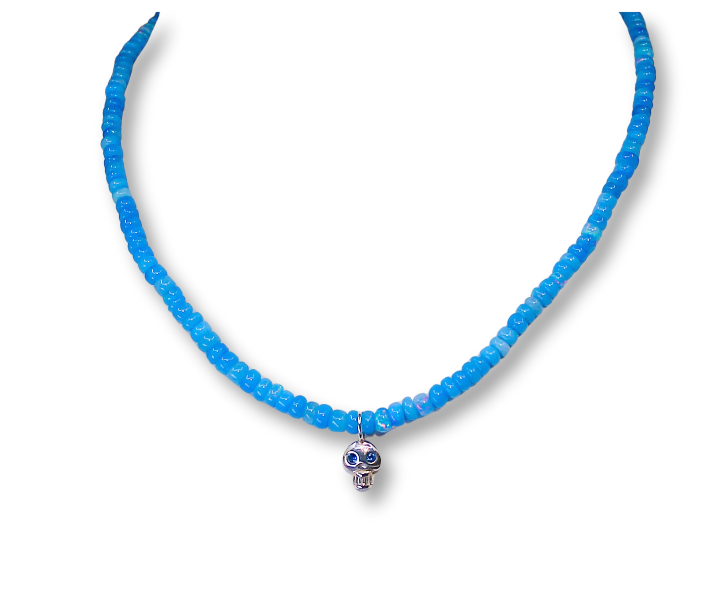 Blue Opal Skull Necklace