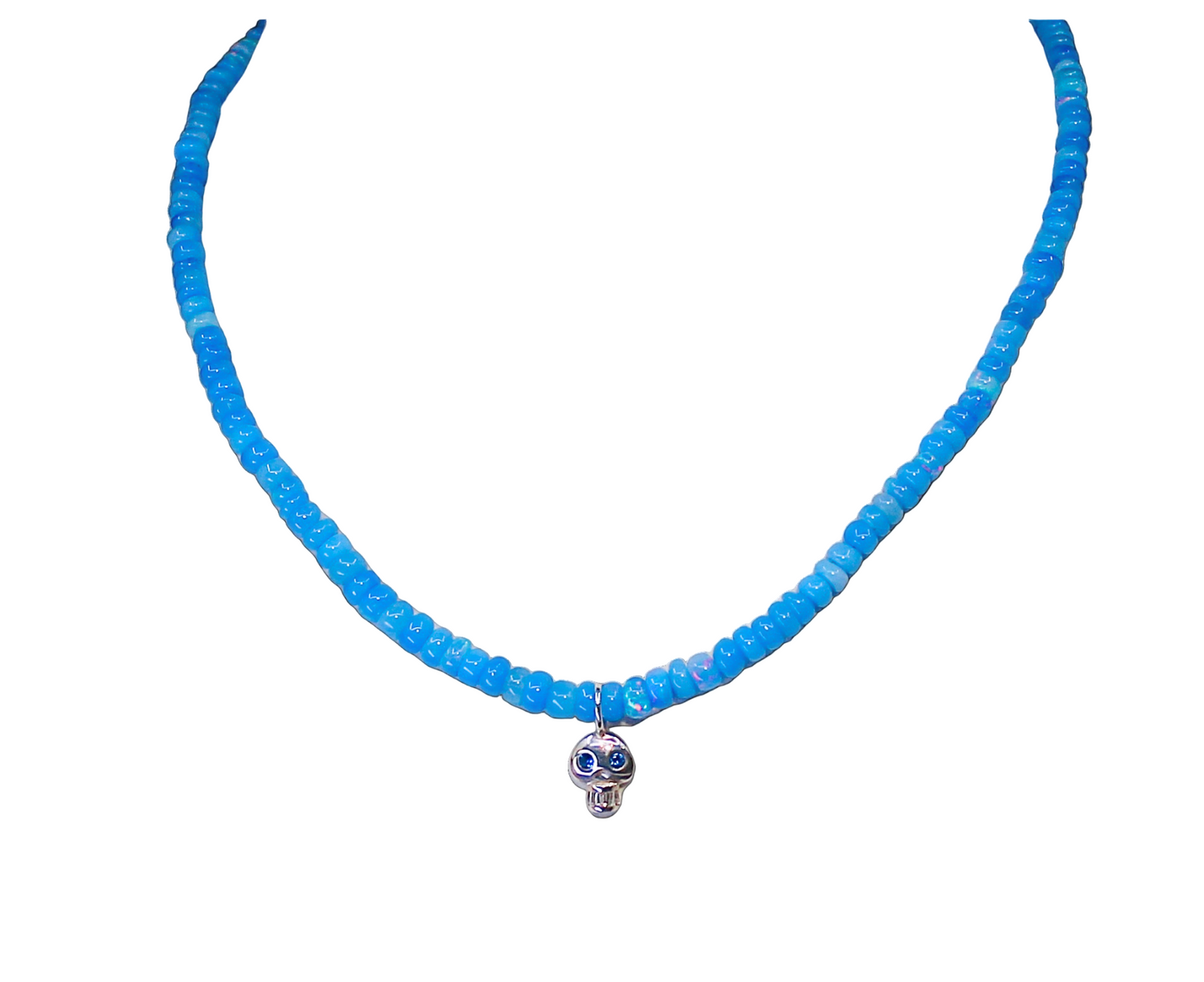 Blue Opal Skull Necklace