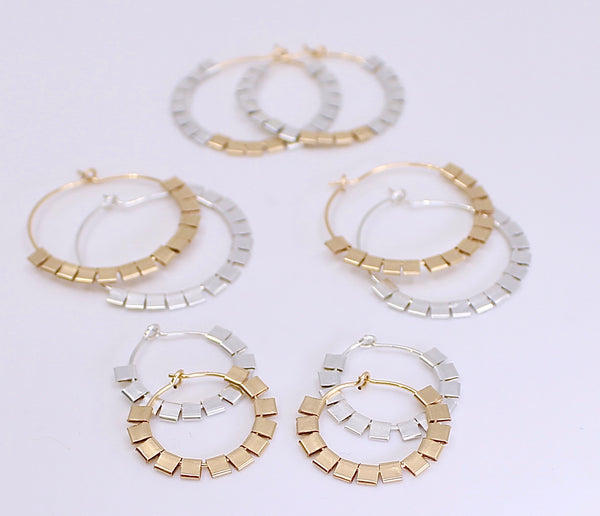 Large Gold Cubist  Hoops