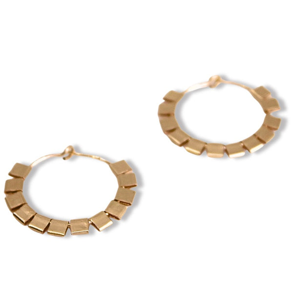 Small Gold Cubist  Hoops