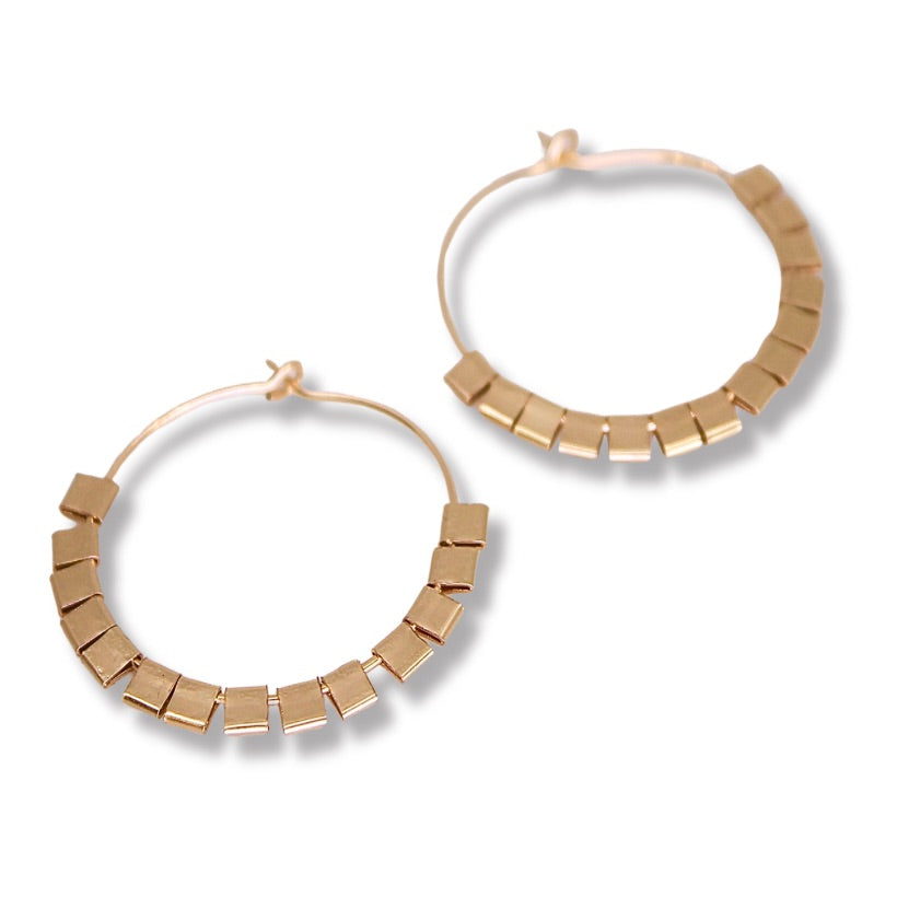 Large Gold Cubist Hoops