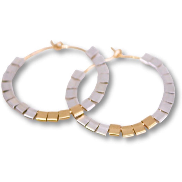 Two Tone Small Cubist Hoops