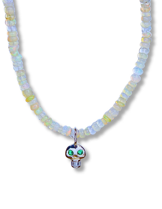 White Opal Skull Necklace