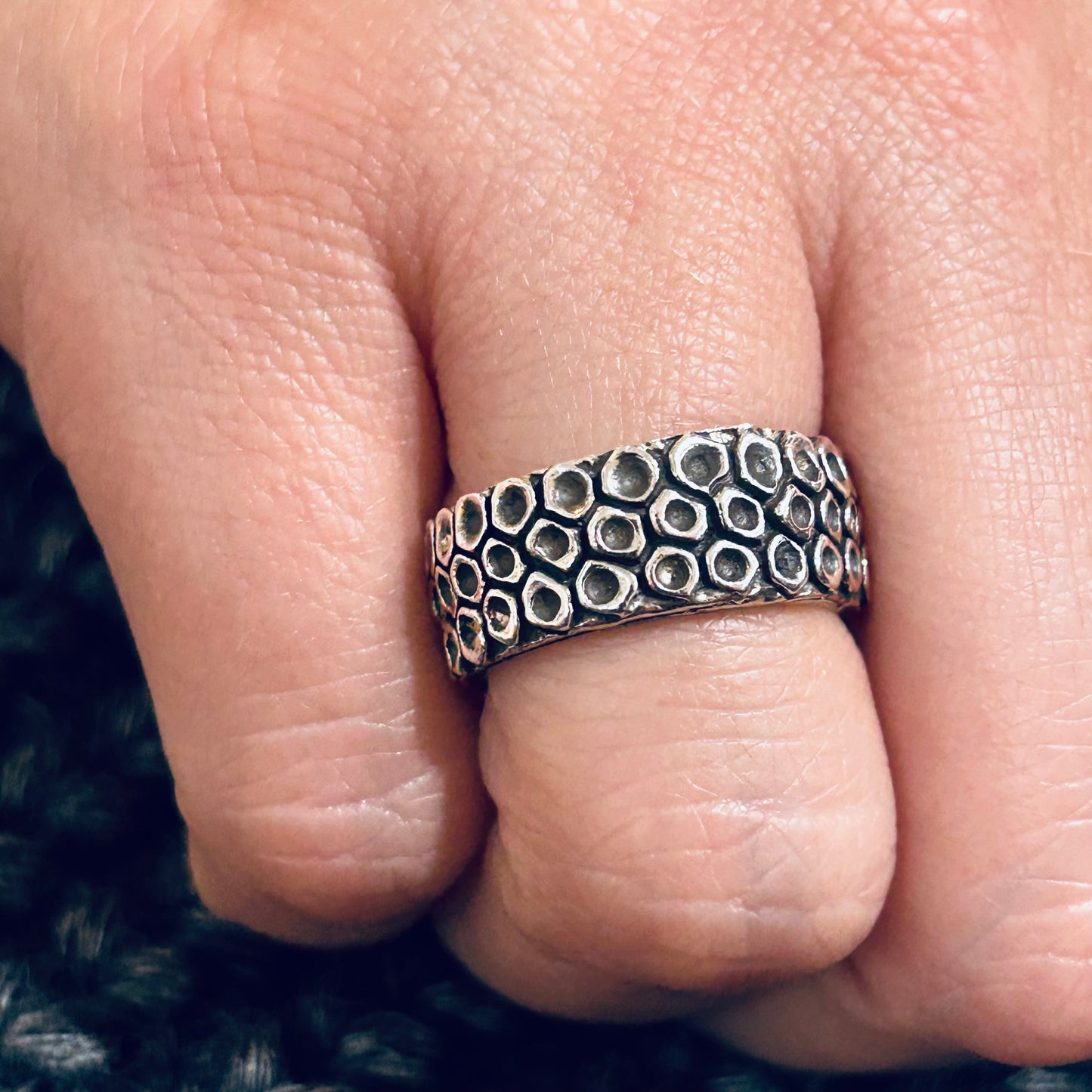 Silver Honeycomb Ring