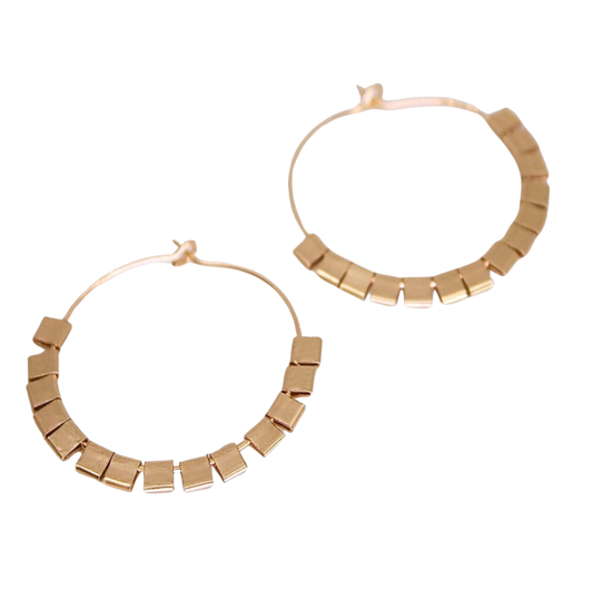 Large Gold Cubist Hoops