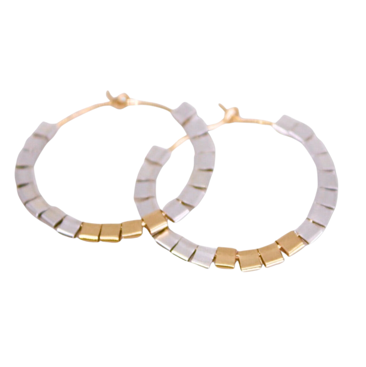 Two Tone Large Cubist  Hoops