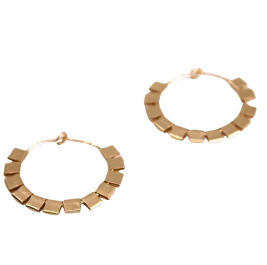 Small Gold Cubist  Hoops