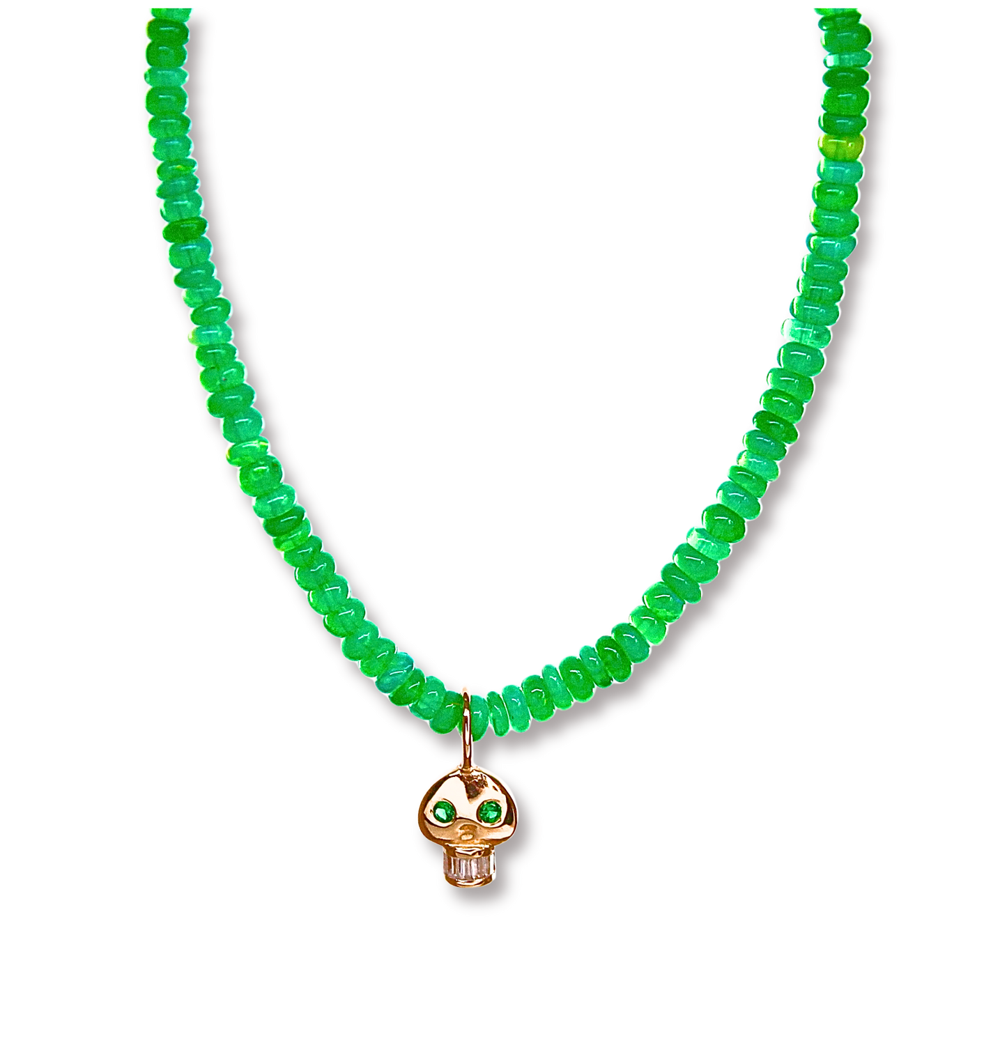 Green Opal Skull Necklace