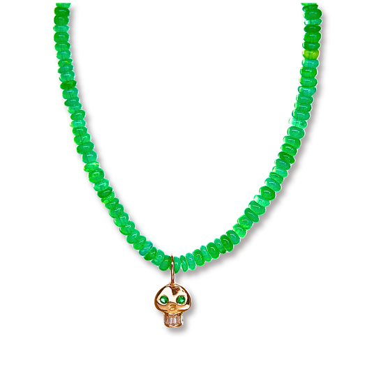 Green Opal Skull Necklace