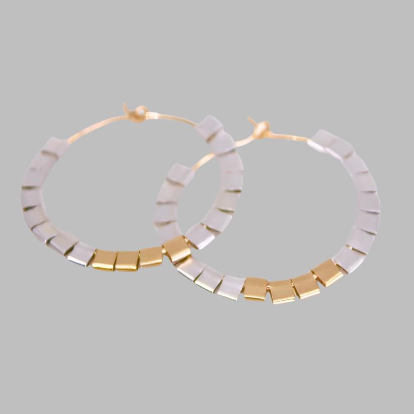 Two Tone Large Cubist  Hoops