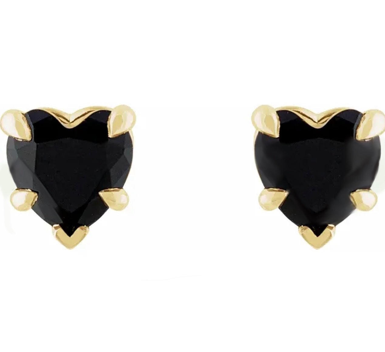 Yellow Gold Onyx Heart Earrings