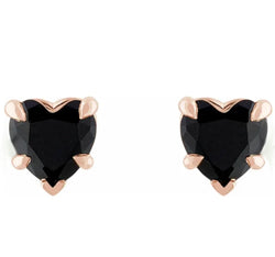 Rose Gold Onyx Heart Earrings