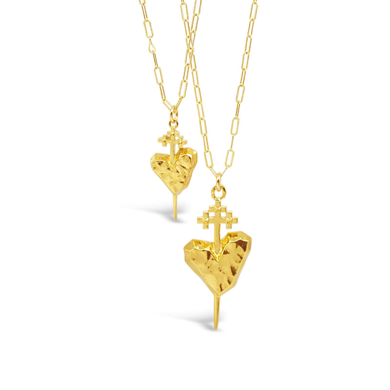 Petite Gold Pierced Heart Necklace - kim baker