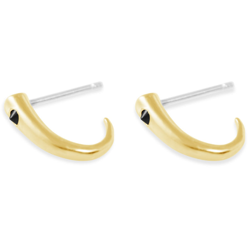 Gold Onyx Tusk Hoop Earrings - kim baker